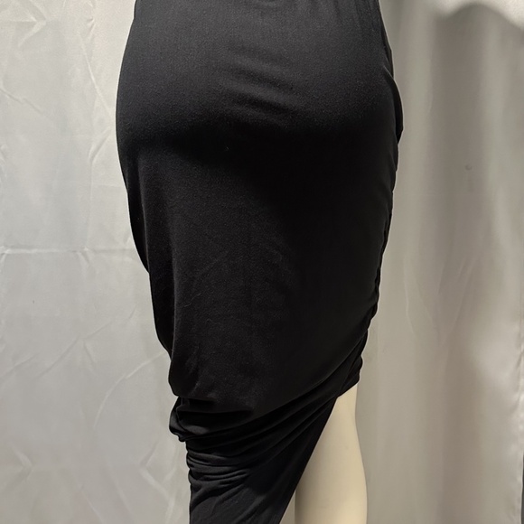 Black Draped Asymmetrical Knit Skirt - Picture 4 of 6